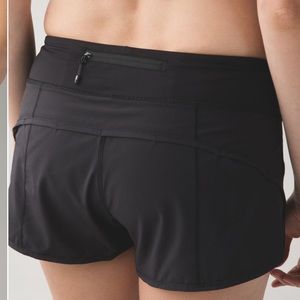 Lululemon black (old style) speed shorts, 6